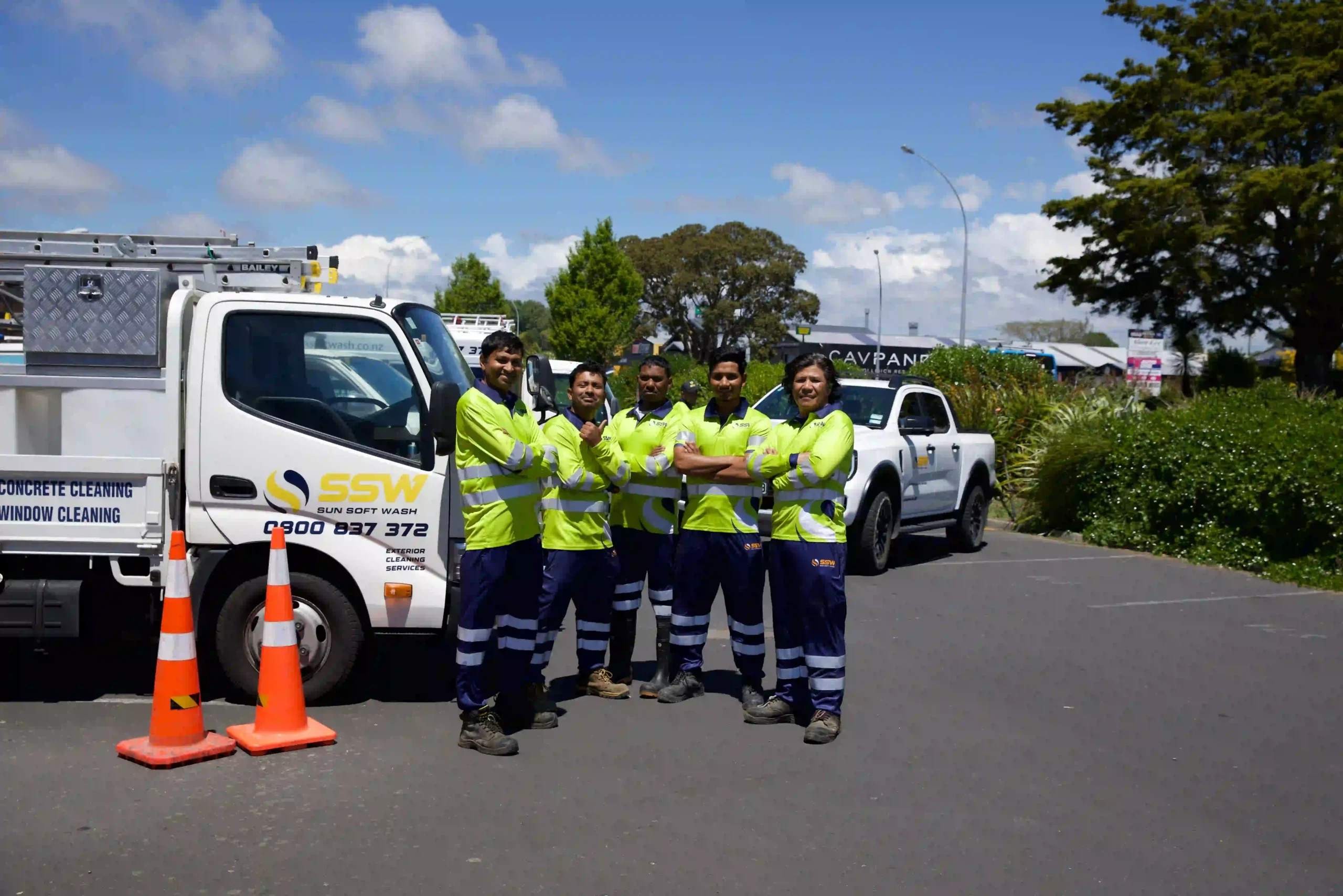 Sun Softwash Tauranga exterior cleaning team. The NZ's trusted exterior cleaning experts team.